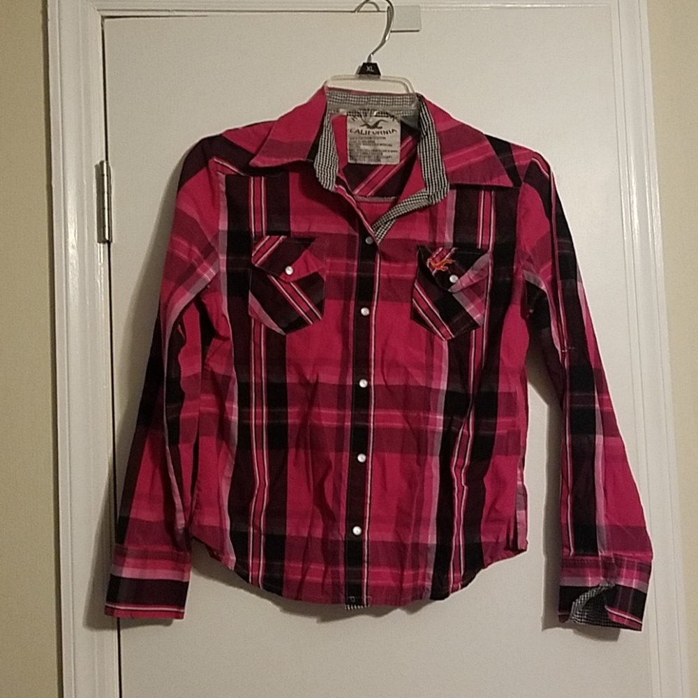 Pink plaid Hollister shirt